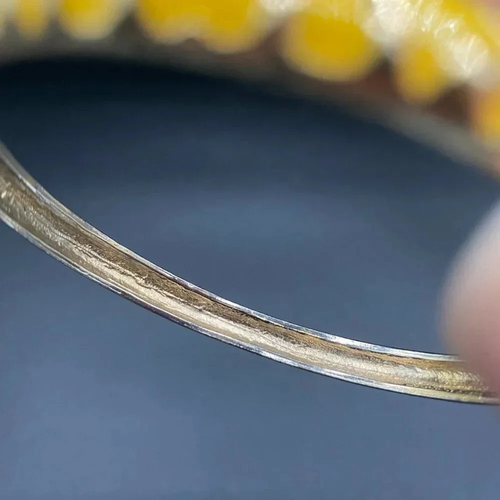 Gold enamel stacking bangle bracelet set in gold tone